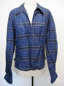 Coldwater Creek Blue Silver Metallic Silk Front Zip Shirt Size S, NWT MSRP $69 - Picture 1 of 3