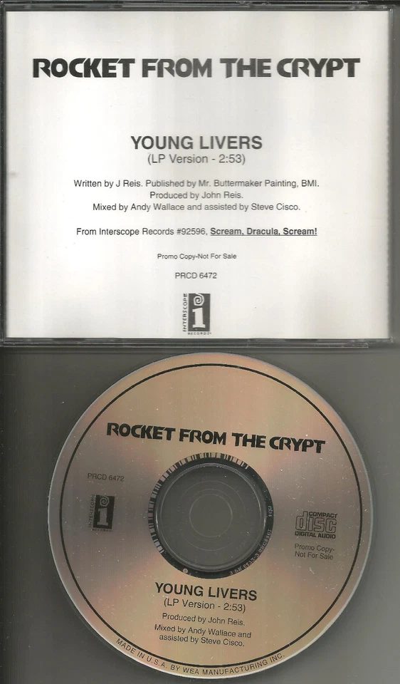 ROCKET FROM THE CRYPT Young Livers RARE 1995 PROMO Radio DJ CD single MINT USA - Image 1 of 1