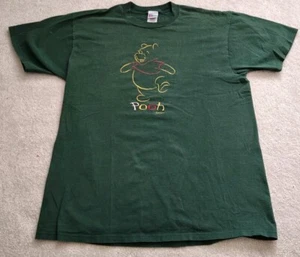 Vintage 1990s Disney Winnie The Pooh Green XL T-shirt Embroidered - Picture 1 of 3