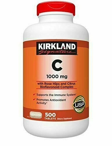 Kirkland Signature Vitamin C 1000mg with Rose Hips and Citrus Bioflavonoid Complex - 500 Tablets