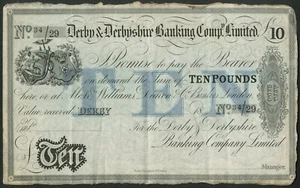 Derby & Derbyshire Banking Co., 10 pounds, 18-(c. 1880) - Picture 1 of 1