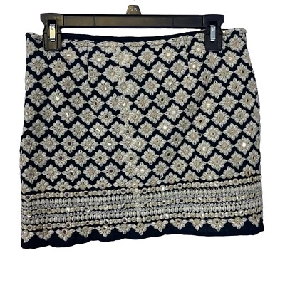 Falda Boho Floral Bordada Mujer Mediana Espejada Lentejuelas Chelsea y Violeta Foto 1 de 4