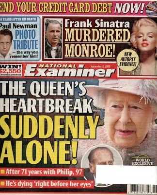 NATIONAL EXAMINER September 3 2018 Queen Elizabeth Marilyn Monroe Paul Newman - Image 1 of 2