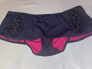 Betsey Johnson Swim Large Gray Bikini Bottoms Lace Foldover - Picture 1 of 4