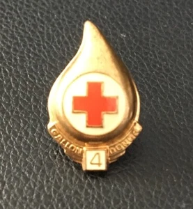 Red Cross Blood Donor 4 Gallon Donor Lapel Hat Pin 3/4" - Picture 1 of 3