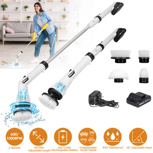Electric Spin Scrubber Cordless Handheld Rechargeable Cleaning Brush w/ 4 Heads - Picture 1 of 19