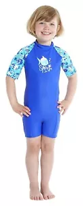 Speedo swimsuit girls Funny Fish Essential All-In-One, Deep Peri / Bali Blue, 2 - Picture 1 of 3