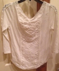 Camisa Top Free People Truey Madly NUEVA CON ETIQUETAS XS Marfil Blanco Encaje Crochet $78 - Imagen 1 de 6