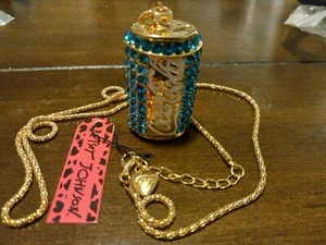 Betsey Johnson Gold Plated Crystal Coca Cola Can Necklace - Picture 1 of 25