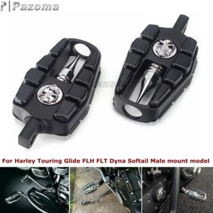 Chrome Highway Male Mount Foot Rest Zombie Skull Foot Pegs For Dyna Softail XL - Picture 1 of 10