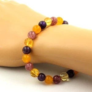 Armband Steine Citrin+Amethyst+Lepidolit+ Achat Gelb - Bild 1 von 7
