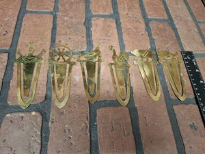 Lot of 6 Vintage Solid Brass Bookmarks Ships Whale Pig Rooster - Picture 1 of 3