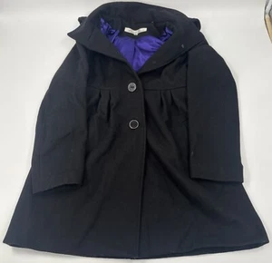 Kenneth Cole New York Women's Wool Blend Black Size 6 Pea Coat & Removable Hood - Picture 1 of 11