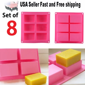 8 Set Rectangle Silicone Soap Making Molds Baking DIY Mold For Cake Bakeware - Picture 1 of 9