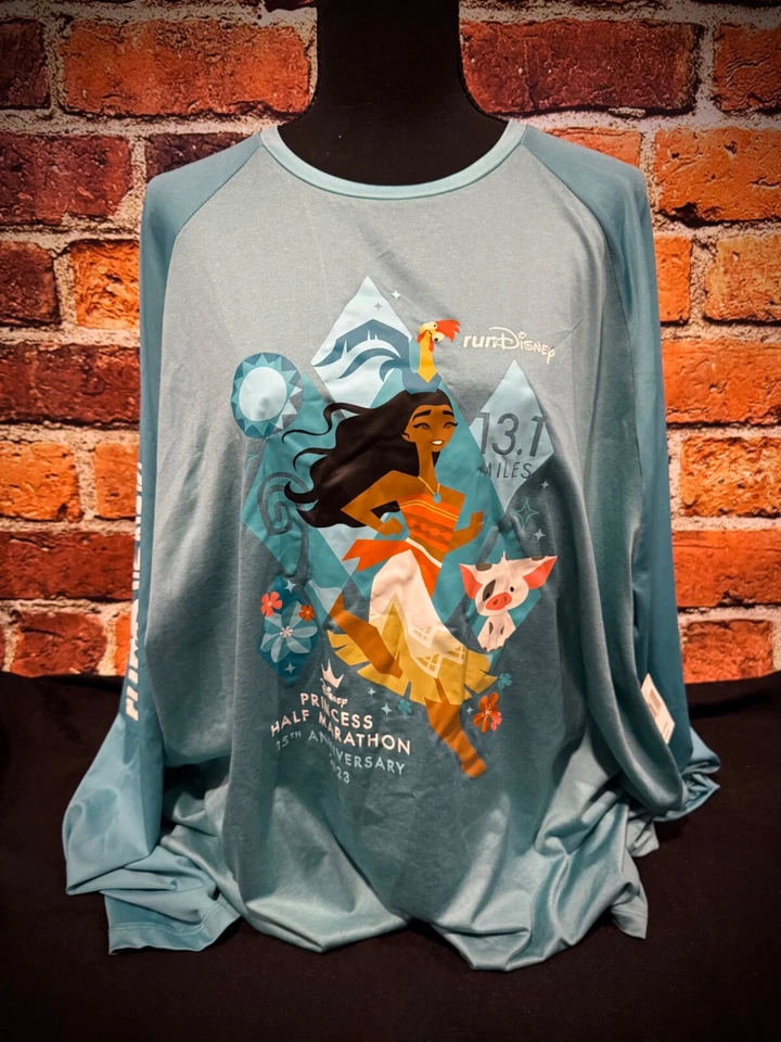 Disney Park Princess Half Marathon 15th Anniversary Moana Shirt 2023 Sz 2XL
