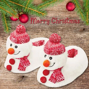 Women's Christmas Frosty Snowman Slipper Shoe Warm Fuzzy Slippers in SZ M, L, XL - Picture 1 of 9