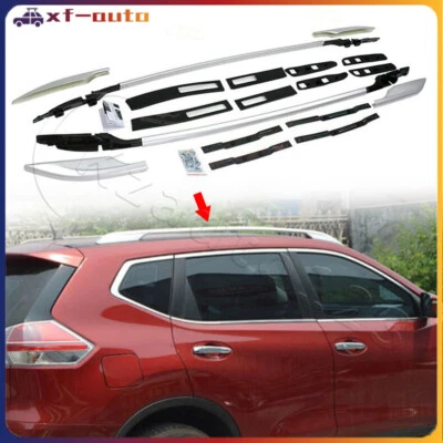 2 PIEZAS rieles portaequipajes de techo para barras portaequipajes plateadas Nissan X-Trail 2013-2021 Foto 1 de 4