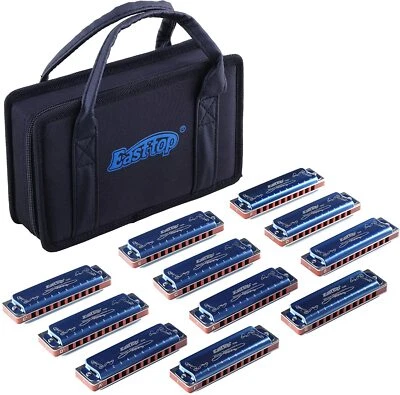Easttop Blues Diatonic Harmonica Set of 12 10Holes 20Tones Harp Mouth Organ Set - Image 1 of 4
