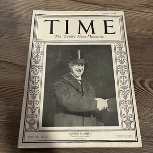 Time Magazine - July 13, 1925 Alfred E. Smith VI Number 2 Rare!!! - Picture 1 of 8