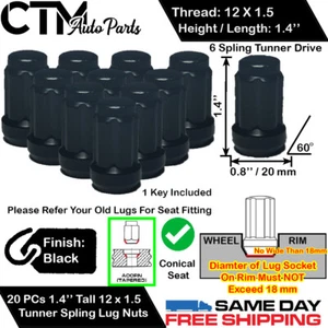 20PC LEXUS BLACK 12X1.5 TUNER RACING SPLINE WHEEL LUG NUTS +KEY FOR LEXUS - Picture 1 of 3