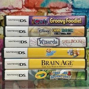 6 Videogiochi Nintendo DS Disney Nickelodeon Wizards Crayola Brain Age Divertimento Bambini - Foto 1 di 12