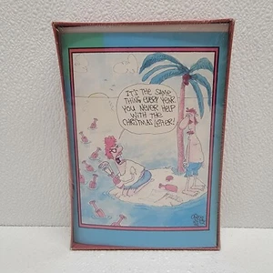 Christmas Cards Paper Magic Funny Deserted Island Message in a Bottle 17 Count - Picture 1 of 6