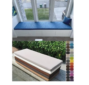 Water-Resistant Window Seat Cushion Pad With Zipped Cover Custom Sizes Available - Picture 1 of 19