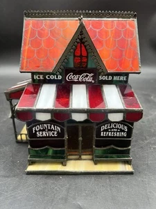 Nice 1995 Coca Cola Stained Glass Corner Store Marketed by The Franklin Mint - Picture 1 of 11