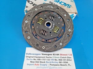 Volkswagen Vanagon DIESEL 1.6 82-84 Sachs Original Equipment Clutch Disc 215mm - Picture 1 of 3