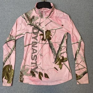 Pink Camouflage Long Sleeve Shirt Duck Dynasty Realtree 1/4 Zip Hunting Layer M - Picture 1 of 10
