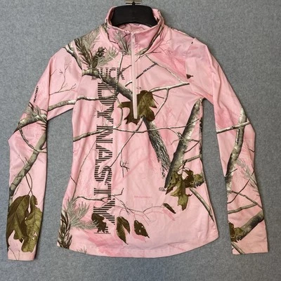 Camisa Rosa Camuflaje Manga Larga Duck Dynasty Realtree 1/4 Cremallera Caza Capa M Foto 1 de 4