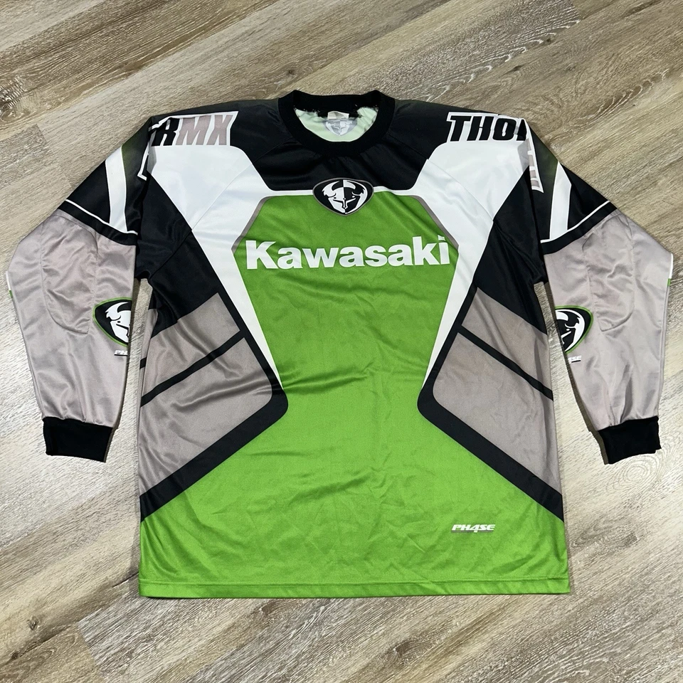 Camiseta deportiva Kawasaki Thor Phase de colección motocross para hombre XL verde negra ropa de carreras Foto 1 de 4