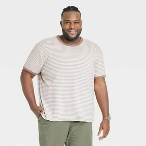 T-shirt uomo Goodfellow & Co manica corta grande e alta perfetta 3XL righe marroni - Foto 1 di 1