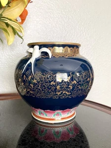 10” China Antique Qing Dynasty Qianlong Mark Porcelain Swallow Flower Pot Vase - Picture 1 of 8