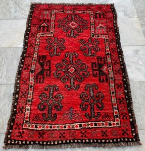 Vintage Afghan Hand knotted Rug Boho Rug Turkoman Design Rug Bedroom Rug,2x4 ft - Picture 1 of 12