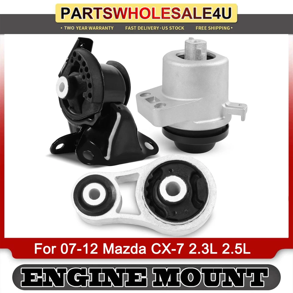 3 PCS Engine Motor & Trans Mounts Set Fits for 2007-2012 Mazda CX-7 2.3L 2.5L Foto 1 de 4