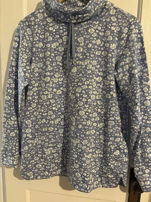 Jersey Isaac Mizrahi Live Top Mujer S Azul/Blanco Cuello Capucha Mezcla Algodón Foto 1 de 4