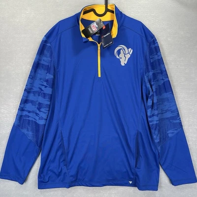 Nueva con etiquetas Chaqueta Fanatics Para Hombre Grande Los Angeles Rams Royal Ringer Cuarto Cremallera Foto 1 de 4