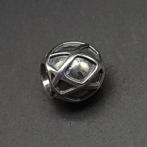 Pandora 'Web' Crosshatched Sterling Silver Charm 790165 - Retired - Used - Picture 1 of 2
