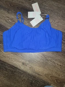 Bravissimo Santa Monica Bakini Top bra sz 38DD Cobalt blue textured Chevron Pool - Picture 1 of 9