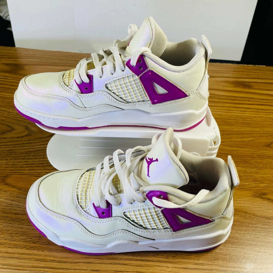 Nike Air Jordan 4 Retro GS Canyon Purple White Girls Youth Size 3Y Sneakers - Image 1 of 4