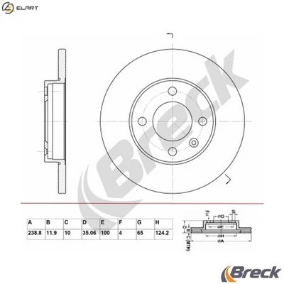 2x BRAKE DISC BR 011 SA100 FOR VW SANTANA GOLF/III/Mk/�/Cabriolet SCIROCCO 1.1L - Image 1 of 4