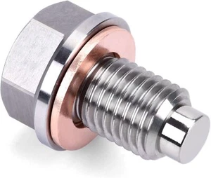 Stainless Steel Engine Neodymium Magnetic Oil Drain Plug with Copper Gasket - Picture 1 of 34