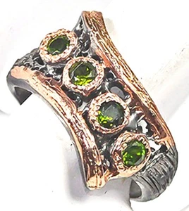 Ring Size 8.75 Natural Chrome Diopside 925 Sterling Silver  - Picture 1 of 6