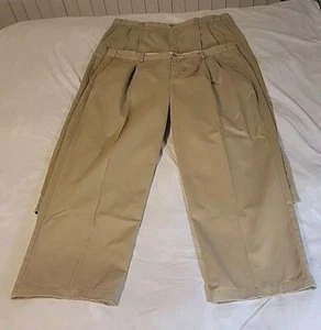 LL Bean Mens Lot 2 Pair Comfort Waist Stretch Cotton Pants Sz 44x32 Khaki Chino - Picture 1 of 17