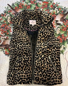 JUICY COUTURE Leopard Animal Print Velour PUFFER VEST, 100% Cotton Size S - Picture 1 of 8
