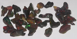 102 Carts Natural Gemstone Black Ethiopian Opal Polished Rough 32 Pcs OBI155 - Picture 1 of 5