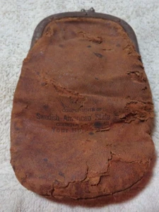 Vintage Rustic Leather Hand Clutch/ Purse  SWEDISH AMERICAN STATE BANK  Kansas - Picture 1 of 4