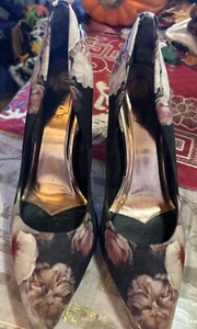 Ted Baker Kawaap Chelsea Floral Court Heels Shoes EU 41 US 10 1/2 Black - Picture 1 of 8