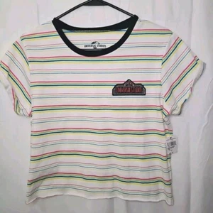 Universal Studios Retro Ladies White Color Stripe Crop Nwt Sz Med - Picture 1 of 8